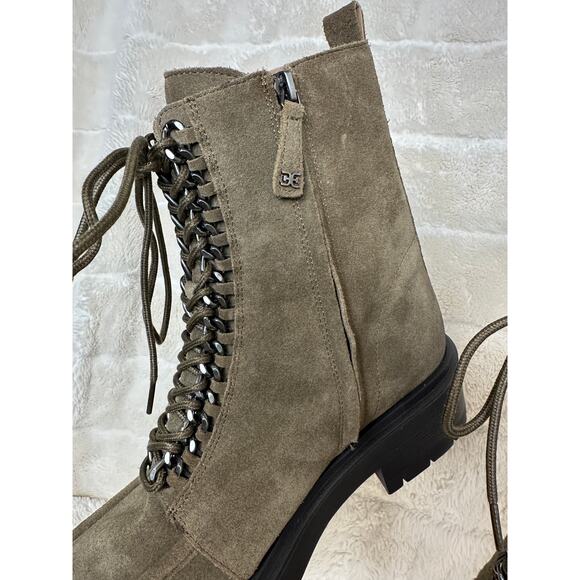 Sam Edelman sz 9 Lovrin Boot Suede Washed Stone Lug Sole Chunky Combat Festival - Picture 3 of 5